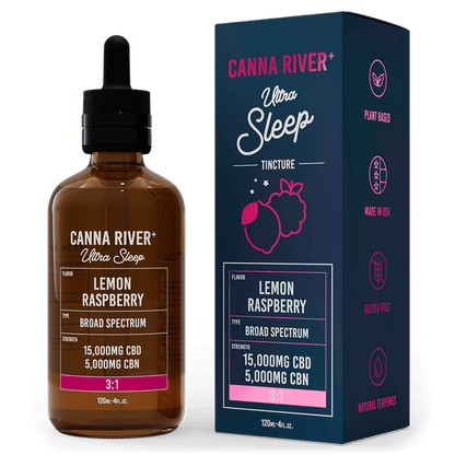 Canna River CBD Ultra Sleep Tincture Lemon Raspberry Broad Spectrum 15000mg CBD + 5000mg CBN 120mL