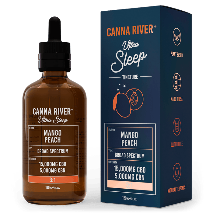 Canna River CBD Ultra Sleep Tincture Mango Peach Broad Spectrum 15000mg CBD + 5000mg CBN 120mL
