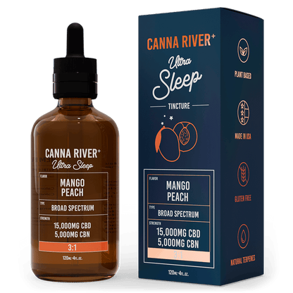 Canna River CBD Ultra Sleep Tincture Mango Peach Broad Spectrum 15000mg CBD + 5000mg CBN 120mL