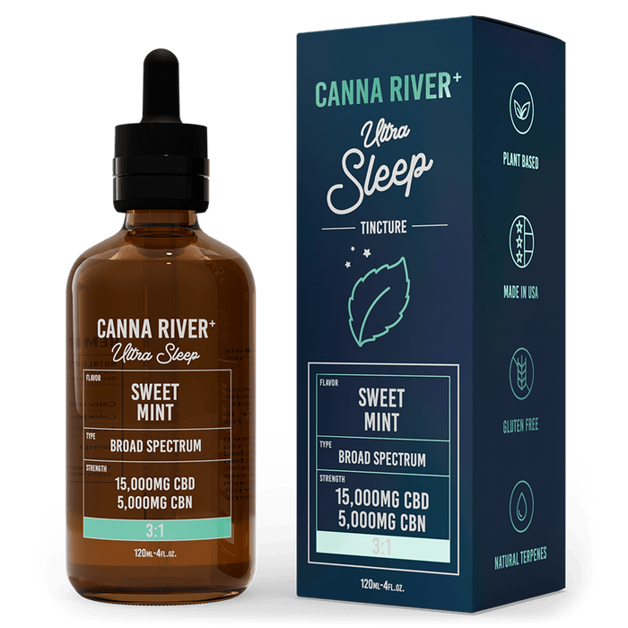 Canna River CBD Ultra Sleep Tincture Sweet Mint Broad Spectrum 15000mg CBD + 5000mg CBN 120mL