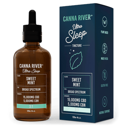 Canna River CBD Ultra Sleep Tincture Sweet Mint Broad Spectrum 15000mg CBD + 5000mg CBN 120mL