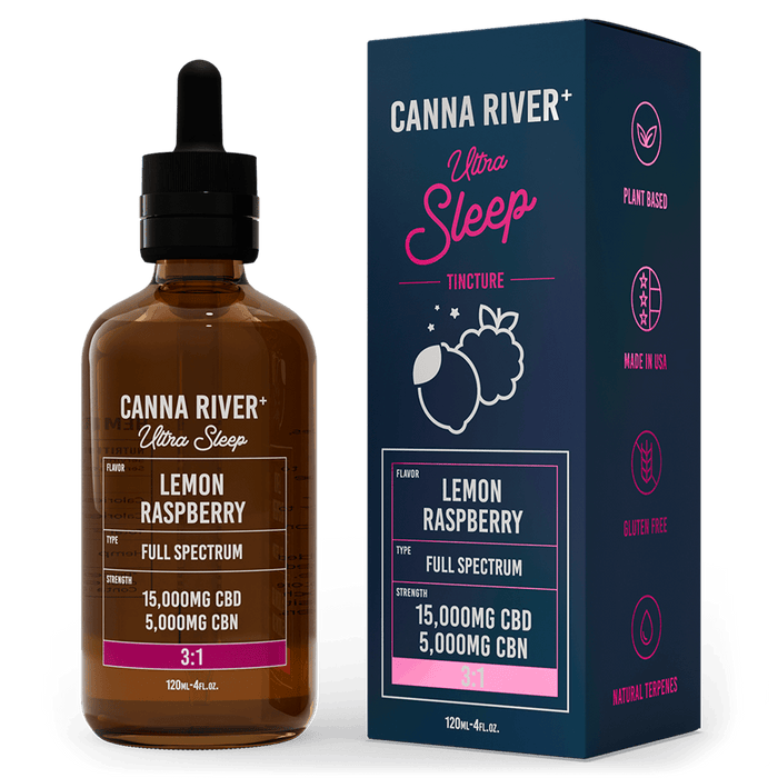 Canna River CBD Ultra Sleep Tincture Lemon Raspberry Full Spectrum 15000mg CBD + 5000mg CBN 120mL