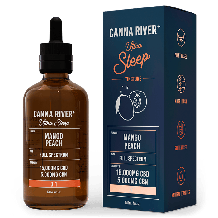 Canna River CBD Ultra Sleep Tincture Mango Peach Full Spectrum 15000mg CBD + 5000mg CBN 120mL