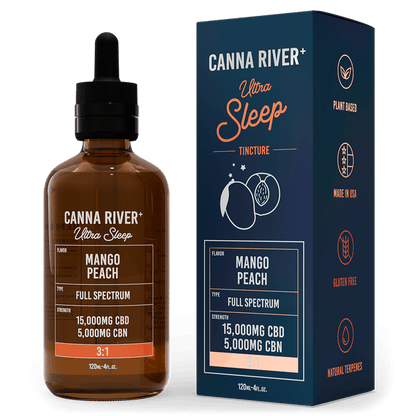 Canna River CBD Ultra Sleep Tincture Mango Peach Full Spectrum 15000mg CBD + 5000mg CBN 120mL