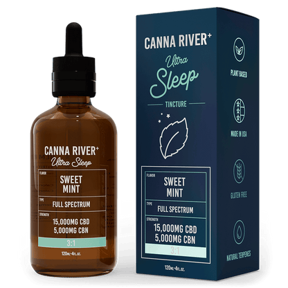 Canna River CBD Ultra Sleep Tincture Sweet Mint Full Spectrum 15000mg CBD + 5000mg CBN 120mL