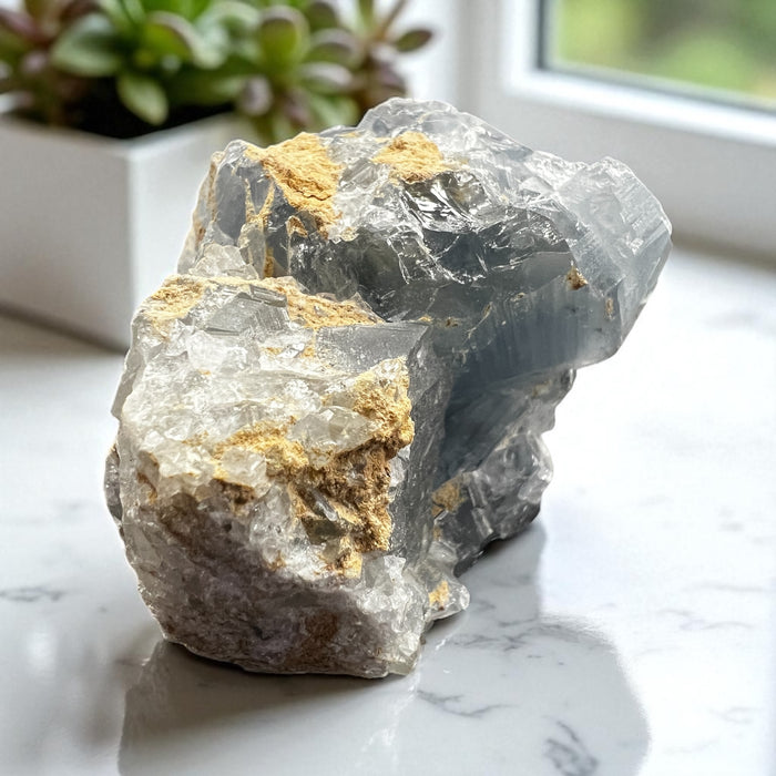 High-quality 2 lb Celestite crystal cluster with vibrant blue crystals from Raven’s Cauldron – 5 x 2.5 x 2.25 inches. 6 N. Sandusky St., Delaware, OH 43015
