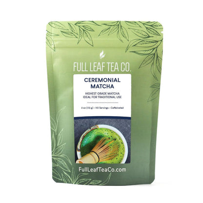 A 4 oz bag of Ceremonial Matcha by Full Leaf Tea Co
