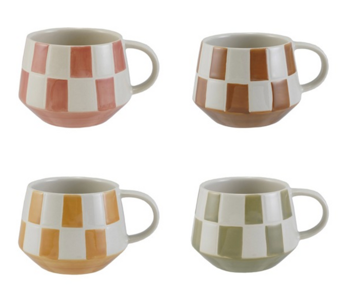 Checkered stoneware mug