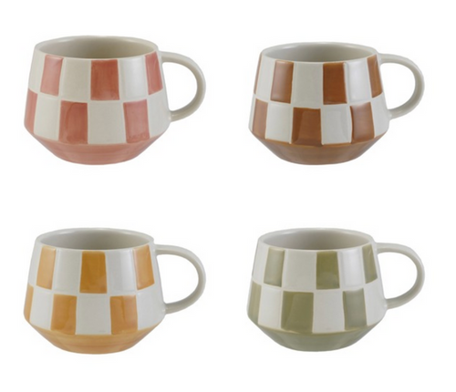 Checkered stoneware mug