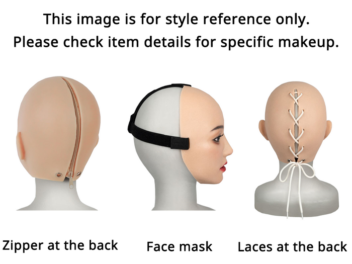 Close-up of the "Lilly" silicone female mask by InTheMask by MOLIS, showing detailed facial features and realistic skin texture.