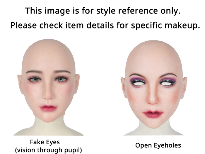 Realistic silicone female makeup mask from InTheMask by Moli's, showcasing detailed facial features and lifelike skin texture.