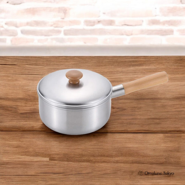 Chitose Wooden-Handle Saucepan with Lid - 2.2L