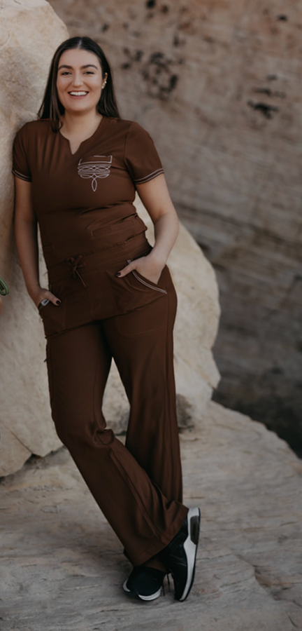 Chocolate Brown Boot-Stitch Top