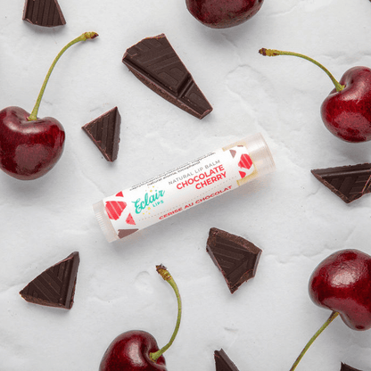 Chocolate Cherry lip balm with cherries and chocolate