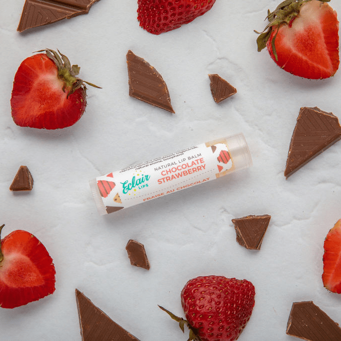 Chocolate strawberry lip balm with fresh strawberries & chocolate