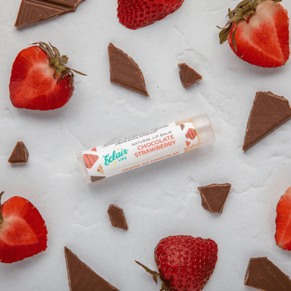 Chocolate strawberry lip balm with fresh strawberries & chocolate