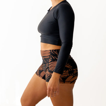Classic Black Cropped Rash Shirt