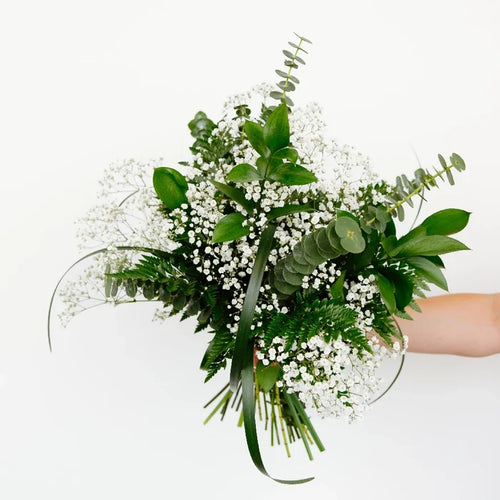 Classic Wedding Greenery Flower Bouquet Close Up - Image