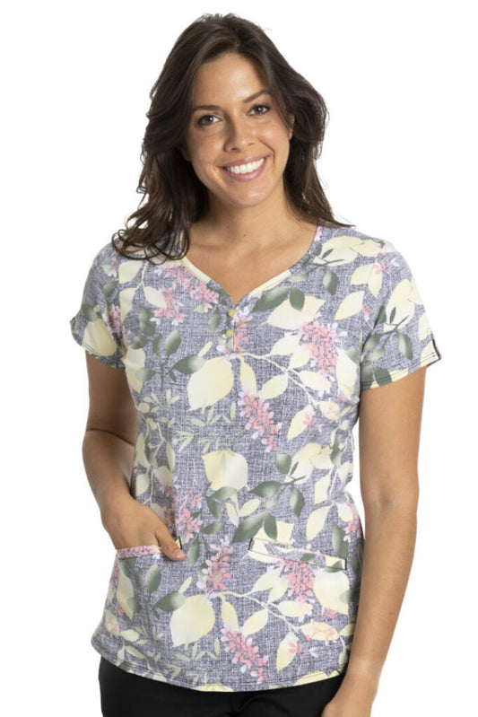 Clearance Healing Hands Premiere Label Printed Isabel Scrub Top