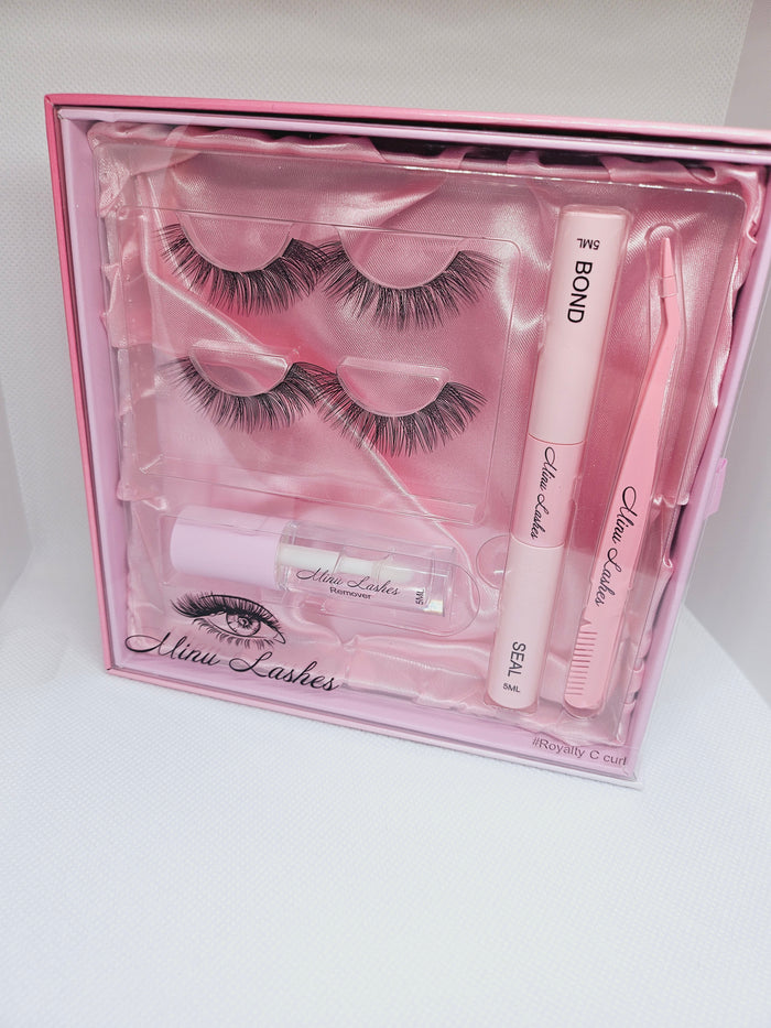 CLEARANCE The Royalty Curl C Box – Tweezer, Bond, Sealer, Remover by MinuLashes
