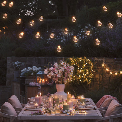Core Connect 35m 70 Warm White Connectable Festoon Lights Black Cable