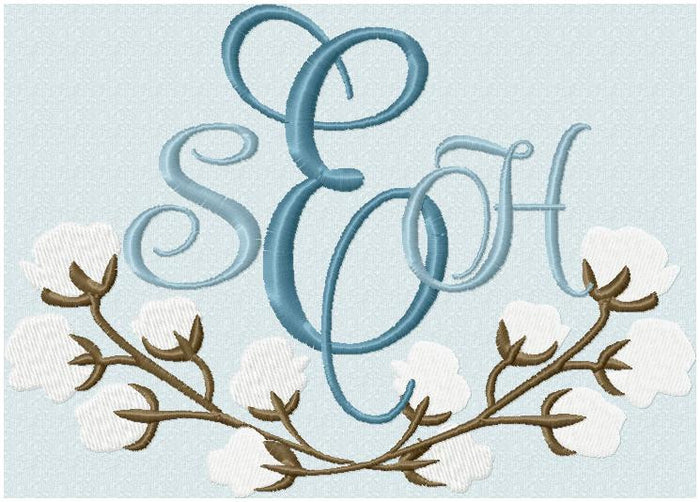 Cotton Ball Monogram Border - machine Embroidery Design