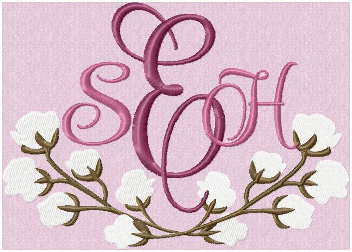 Cotton Ball Monogram Border - machine Embroidery Design
