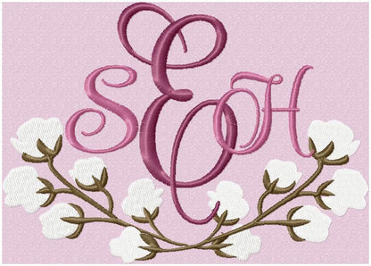 Cotton Ball Monogram Border - machine Embroidery Design