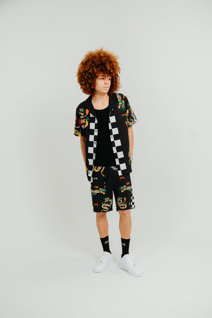 CRATE CHECK DRAGON PANEL BOARDSHORTS