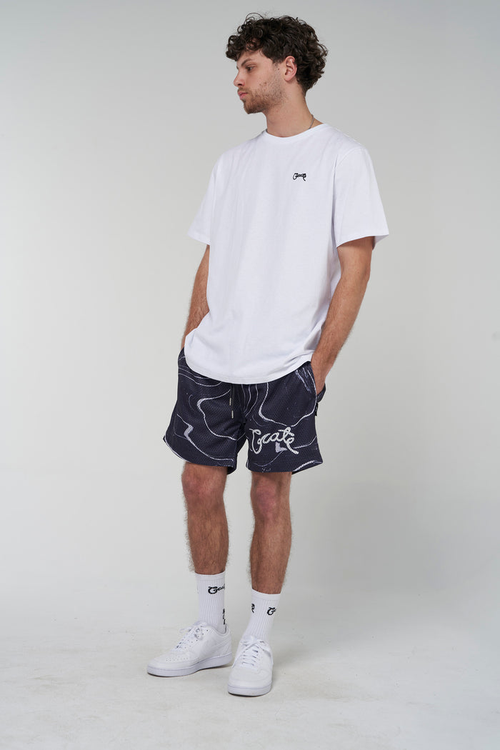 Crate Script Marble Mesh Shorts
