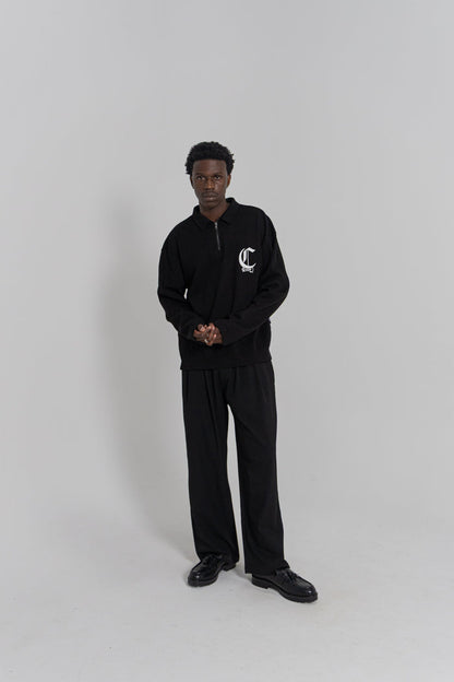 CRATE  ZIP LONGSLEEVE BOX POLO SHIRT