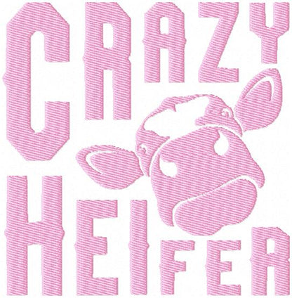 CRAZY HEIFER EMBROIDERY DESIGN