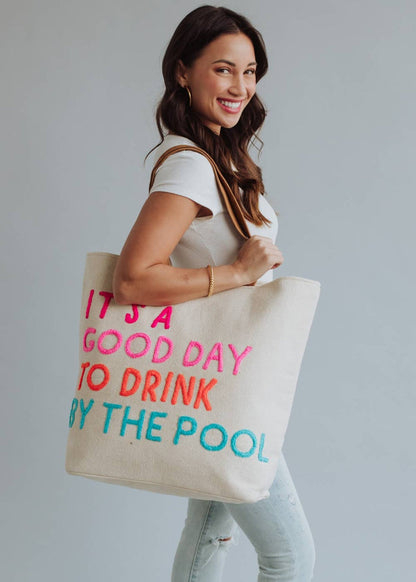 Cream Drink By The Pool Tote