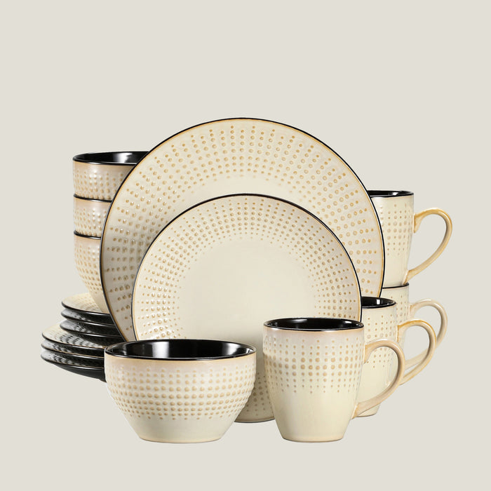 Cream Embossed Stone Tableware Set