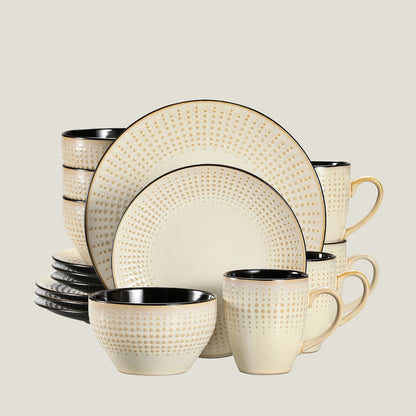 Cream Embossed Stone Tableware Set