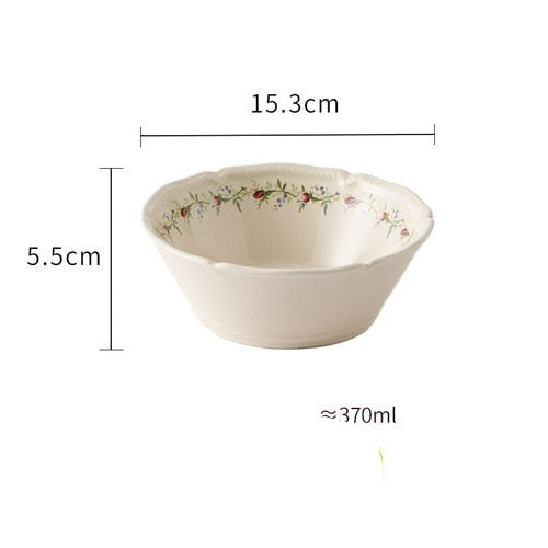 Cream Floral Pastoral Embossed Bowls