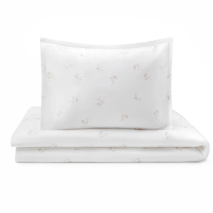 crib set flora print pillow sheet and duvet cover - natural