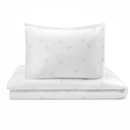 crib set flora print pillow sheet and duvet cover - natural