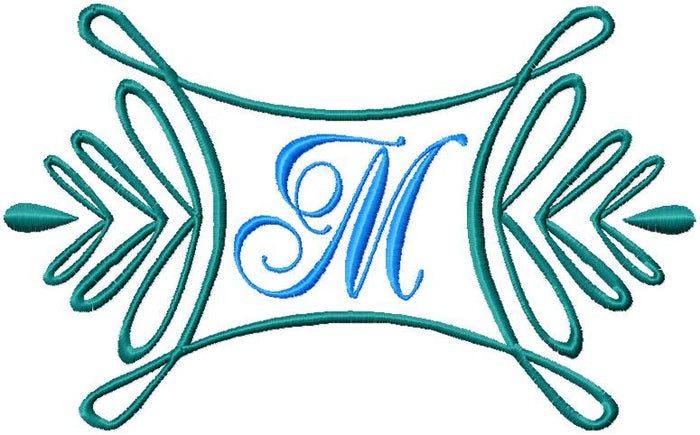 Curl Drop Monogram Frame - Machine Embroidery Design