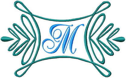 Curl Drop Monogram Frame - Machine Embroidery Design