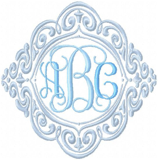 Curly Monogram Frame - machine embroidery design - Comes in 4,5,6,7,8,9 inch Sizes