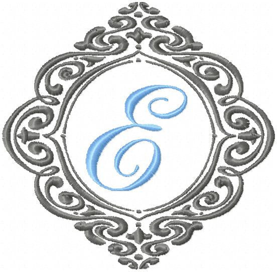 Curly Monogram Frame - machine embroidery design - Comes in 4,5,6,7,8,9 inch Sizes