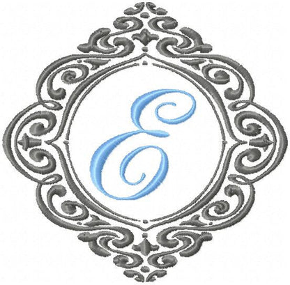 Curly Monogram Frame - machine embroidery design - Comes in 4,5,6,7,8,9 inch Sizes
