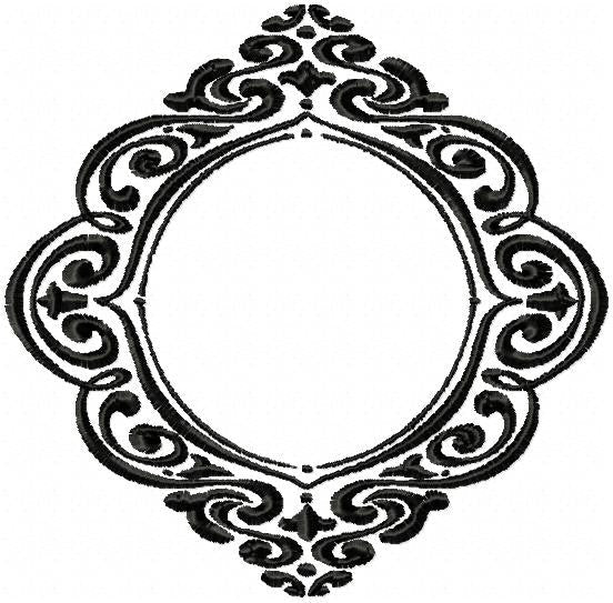 Curly Monogram Frame - machine embroidery design - Comes in 4,5,6,7,8,9 inch Sizes