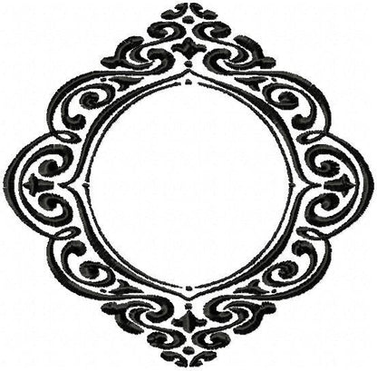Curly Monogram Frame - machine embroidery design - Comes in 4,5,6,7,8,9 inch Sizes