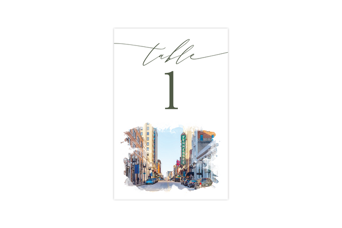Custom Venue Watercolor Table Number