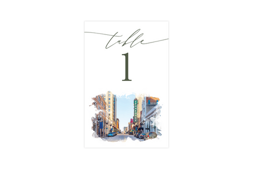 Custom Venue Watercolor Table Number