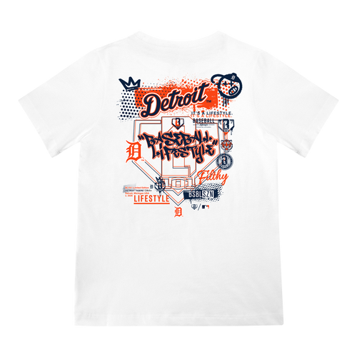 Youth graphic tee with “Detroit Tigers Drip” design — back view