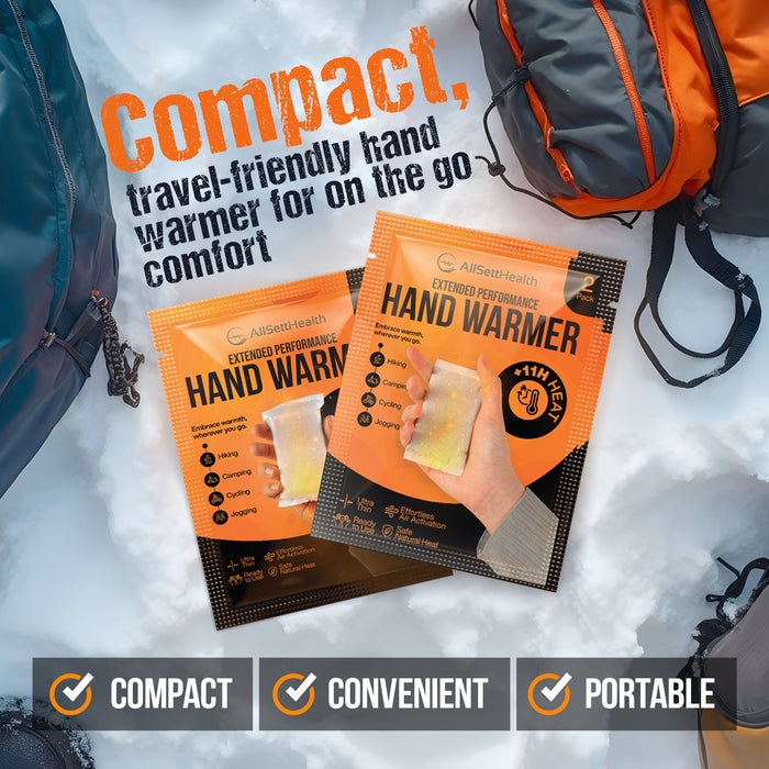 Disposable Natural Hand Warmers – 100 Pairs, 11 Hour Air Activated Heat Packs