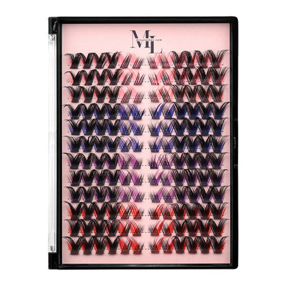 DIY Lash Clusters D-Curl Mix – Black with Color Accents (Red, Purple, Pink & Blue) by MinuLashes